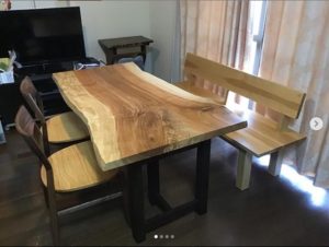 テーブルセット（栃一枚板） | ダイニングテーブル・椅子,一枚板 | 木 