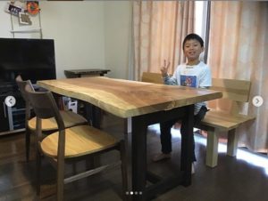 テーブルセット（栃一枚板） | ダイニングテーブル・椅子,一枚板 | 木